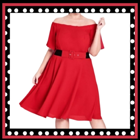 RED ☆ CHIC ☆ LADY VALARIE ☆ OFF-SHOULDER DRESS ☆ 22w ☆ NWT - Picture 1 of 6